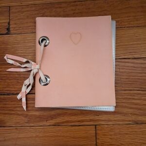 Made In Italy Bonded Leather Pink Heart Photo Album with Ribbon Tie